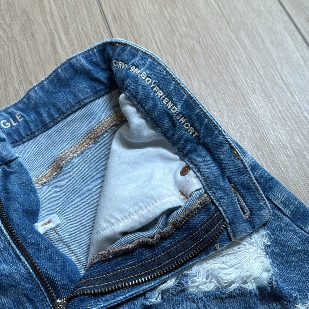 American Eagle Outfitters Blue Distressed Jean Shorts - Picture 8 of 10